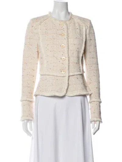Pre-owned St John Wool Tweed Pattern Jacket In Neutral