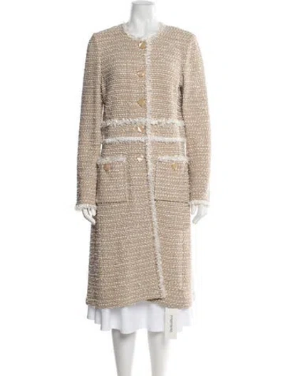 Pre-owned St John Wool Tweed Pattern Jacket In Neutral