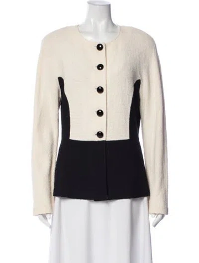 Pre-owned St John Wool Tweed Pattern Jacket In Neutral