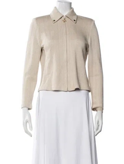 Pre-owned St John Wool Tweed Pattern Jacket In Neutral
