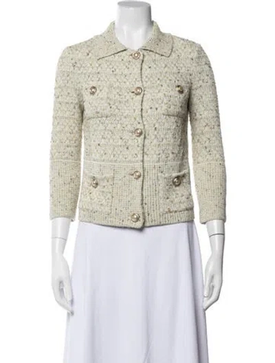 Pre-owned St John Wool Tweed Pattern Jacket In Neutrals