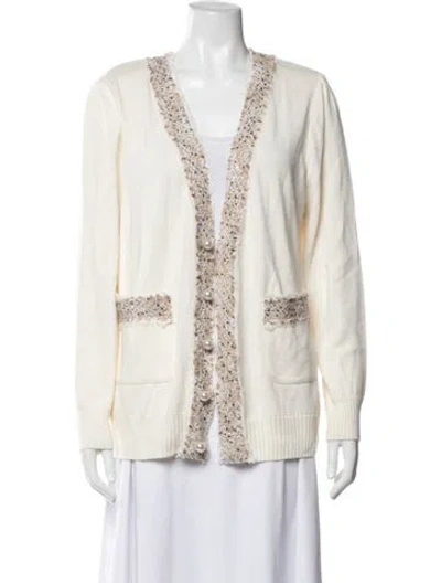 Pre-owned St John Wool Tweed Pattern Jacket In Neutrals