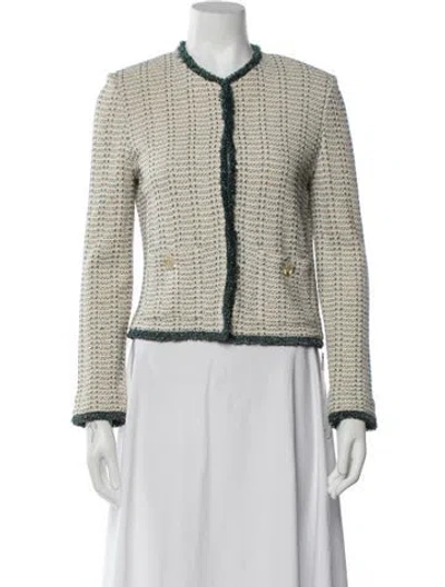 Pre-owned St John Wool Tweed Pattern Jacket In Neutrals