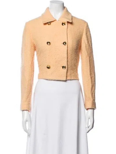 Pre-owned St John Wool Tweed Pattern Jacket In Orange
