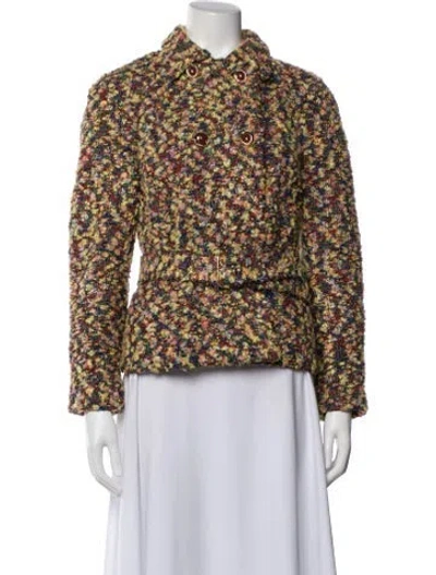Pre-owned St John Wool Tweed Pattern Jacket In Pink