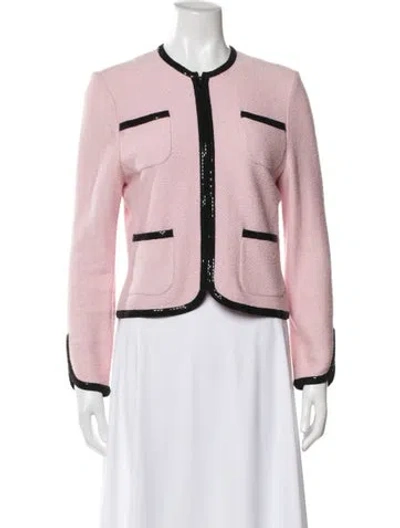 Pre-owned St John Wool Tweed Pattern Jacket In Pink