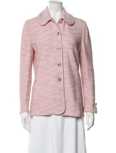 Pre-owned St John Wool Tweed Pattern Jacket In Pink