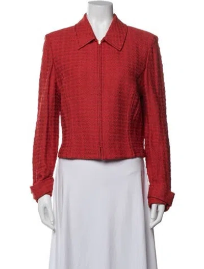 Pre-owned St John Wool Tweed Pattern Jacket In Red