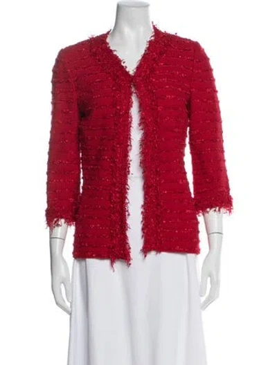 Pre-owned St John Wool Tweed Pattern Jacket In Red