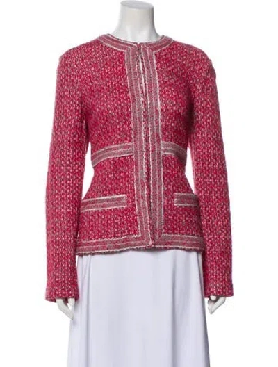Pre-owned St John Wool Tweed Pattern Jacket W/ Tags In Pink