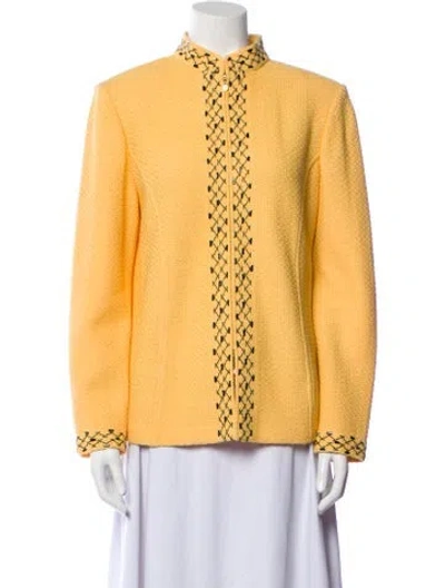 Pre-owned St John Wool Tweed Pattern Jacket In Yellow
