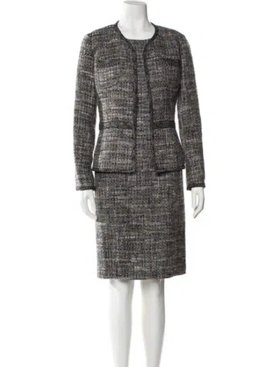 Pre-owned St John Wool Tweed Pattern Set In Gray