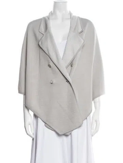 Pre-owned St John Wool Tweed Pattern Shawl In Grey