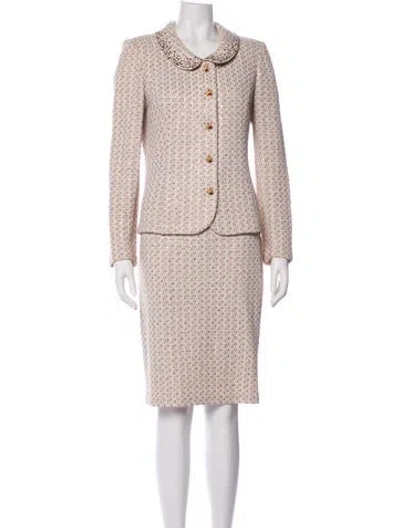 Pre-owned St John Wool Tweed Pattern Skirt Set