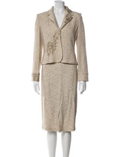 Pre-owned St John Wool Tweed Pattern Skirt Set