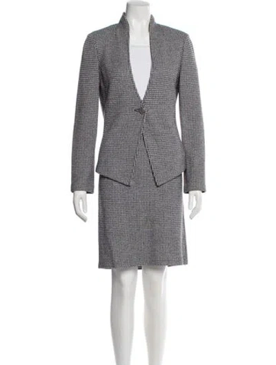 Pre-owned St John Wool Tweed Pattern Skirt Set In Multi