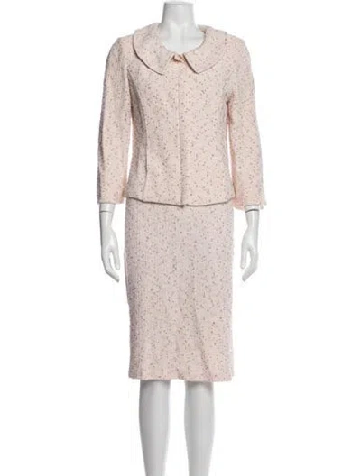 Pre-owned St John Wool Tweed Pattern Skirt Set In Neutrals
