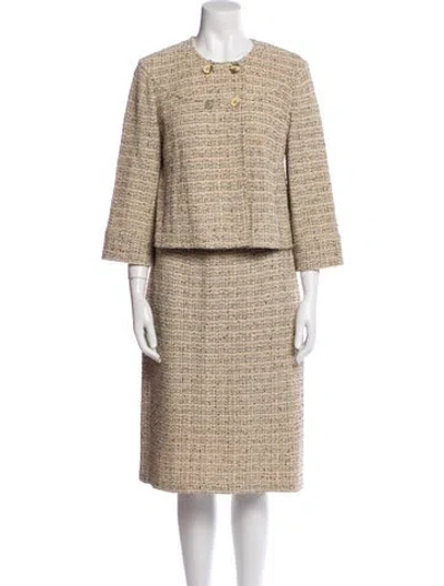 Pre-owned St John Wool Tweed Pattern Skirt Suit