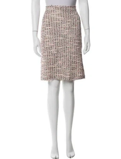Pre-owned St John Wool Tweed Pattern Skirt Suit In Green