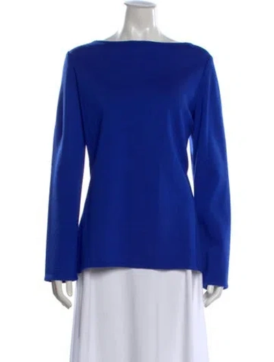 Pre-owned St John Wool Tweed Pattern Sweater In Blue