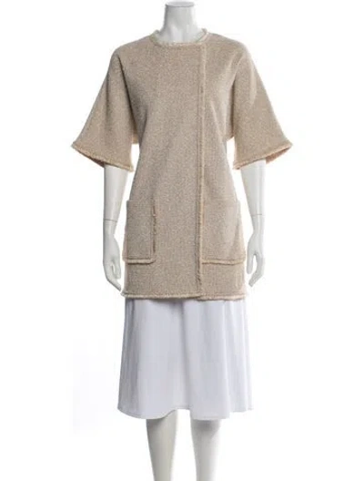 Pre-owned St John Wool Tweed Pattern Sweater In Neutrals