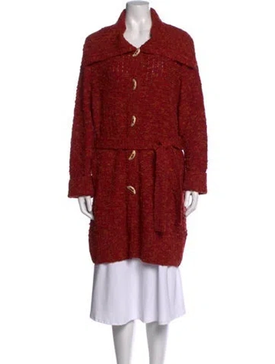 Pre-owned St John Wool Tweed Pattern Sweater In Red