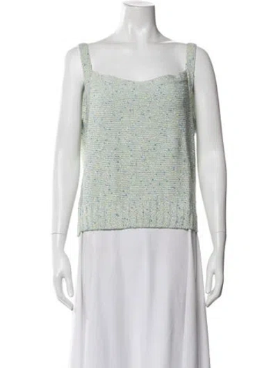 Pre-owned St John Wool Tweed Pattern Sweater In White
