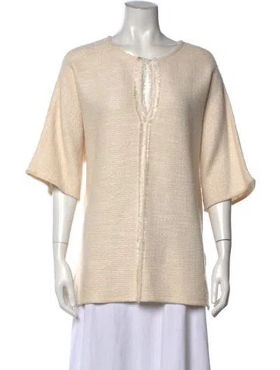 Pre-owned St John Wool Tweed Pattern Top W/ Tags In Neutral
