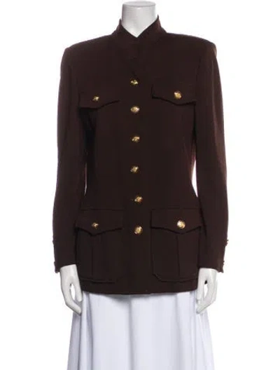 Pre-owned St John Wool Utility Jacket In Brown