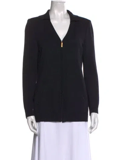 Pre-owned St John Wool V-neck Sweater In Black