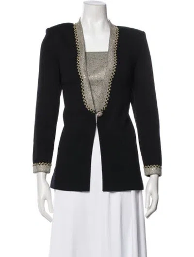 Pre-owned St John Wool V-neck Sweater In Black