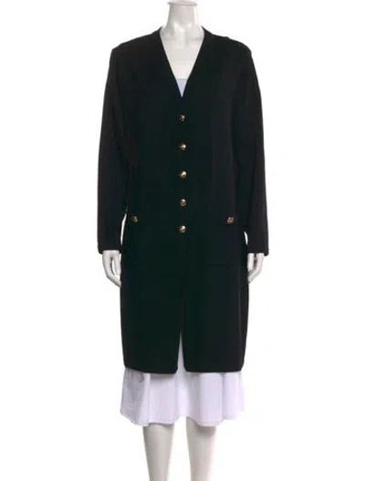 Pre-owned St John Wool V-neck Sweater In Black