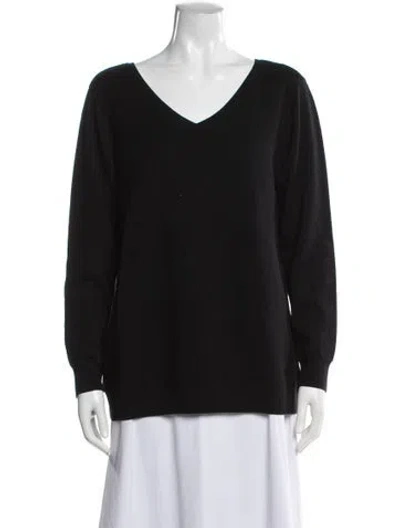Pre-owned St John Wool V-neck Sweater In Black