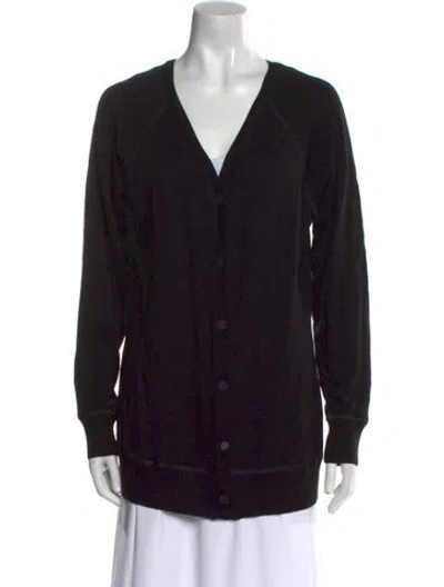 Pre-owned St John Wool V-neck Sweater In Black