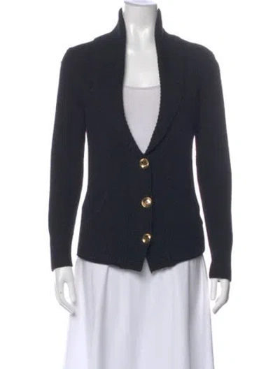 Pre-owned St John Wool V-neck Sweater In Black