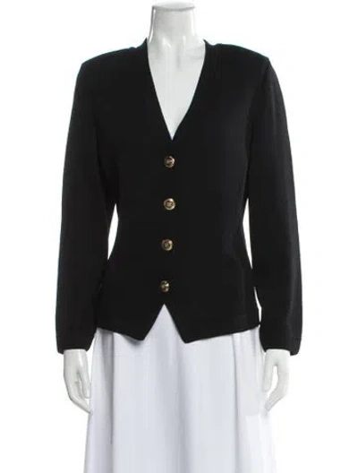 Pre-owned St John Wool V-neck Sweater In Black