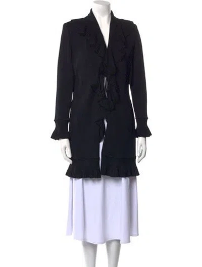 Pre-owned St John Wool V-neck Sweater In Black