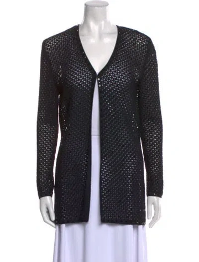 Pre-owned St John Wool V-neck Sweater In Black