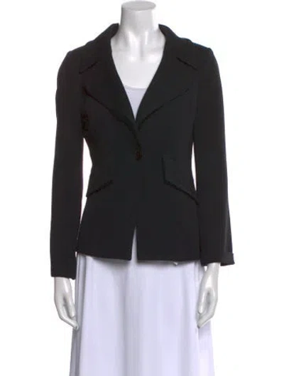 Pre-owned St John Wool V-neck Sweater In Black