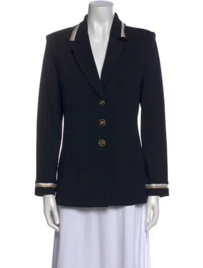 Pre-owned St John Wool V-neck Sweater In Black