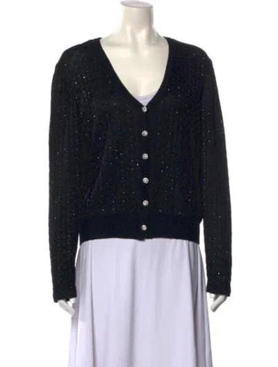 Pre-owned St John Wool V-neck Sweater In Black