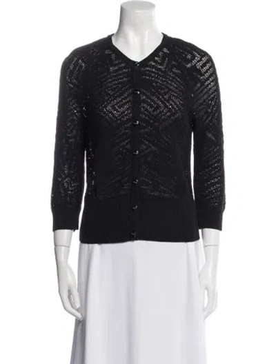 Pre-owned St John Wool V-neck Sweater In Black