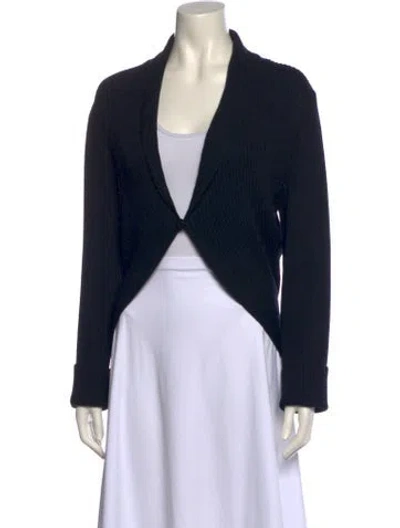 Pre-owned St John Wool V-neck Sweater In Black