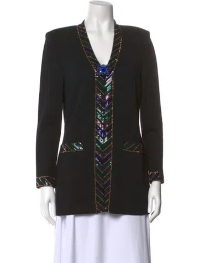 Pre-owned St John Wool V-neck Sweater In Black