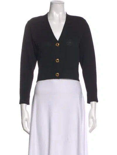 Pre-owned St John Wool V-neck Sweater In Black