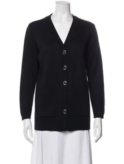 Pre-owned St John Wool V-neck Sweater In Black