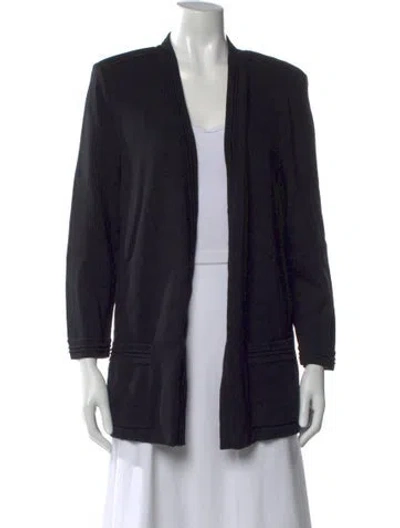Pre-owned St John Wool V-neck Sweater In Black