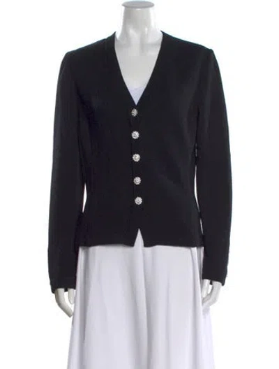 Pre-owned St John Wool V-neck Sweater In Black