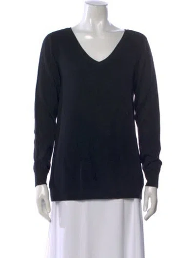 Pre-owned St John Wool V-neck Sweater In Black