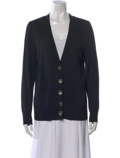 Pre-owned St John Wool V-neck Sweater In Black